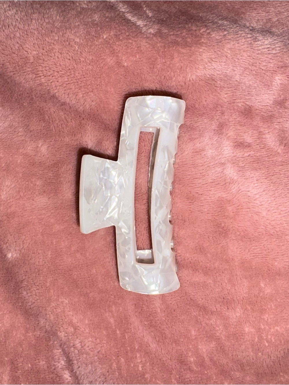 Pearlescent White Rectangle Hair Claw Clip - Women Accessories